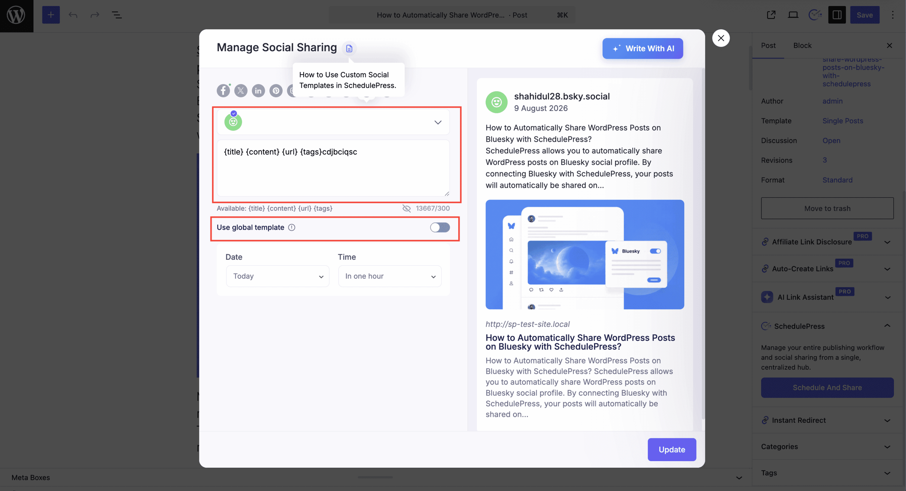 Connect Social Profiles to SchedulePress