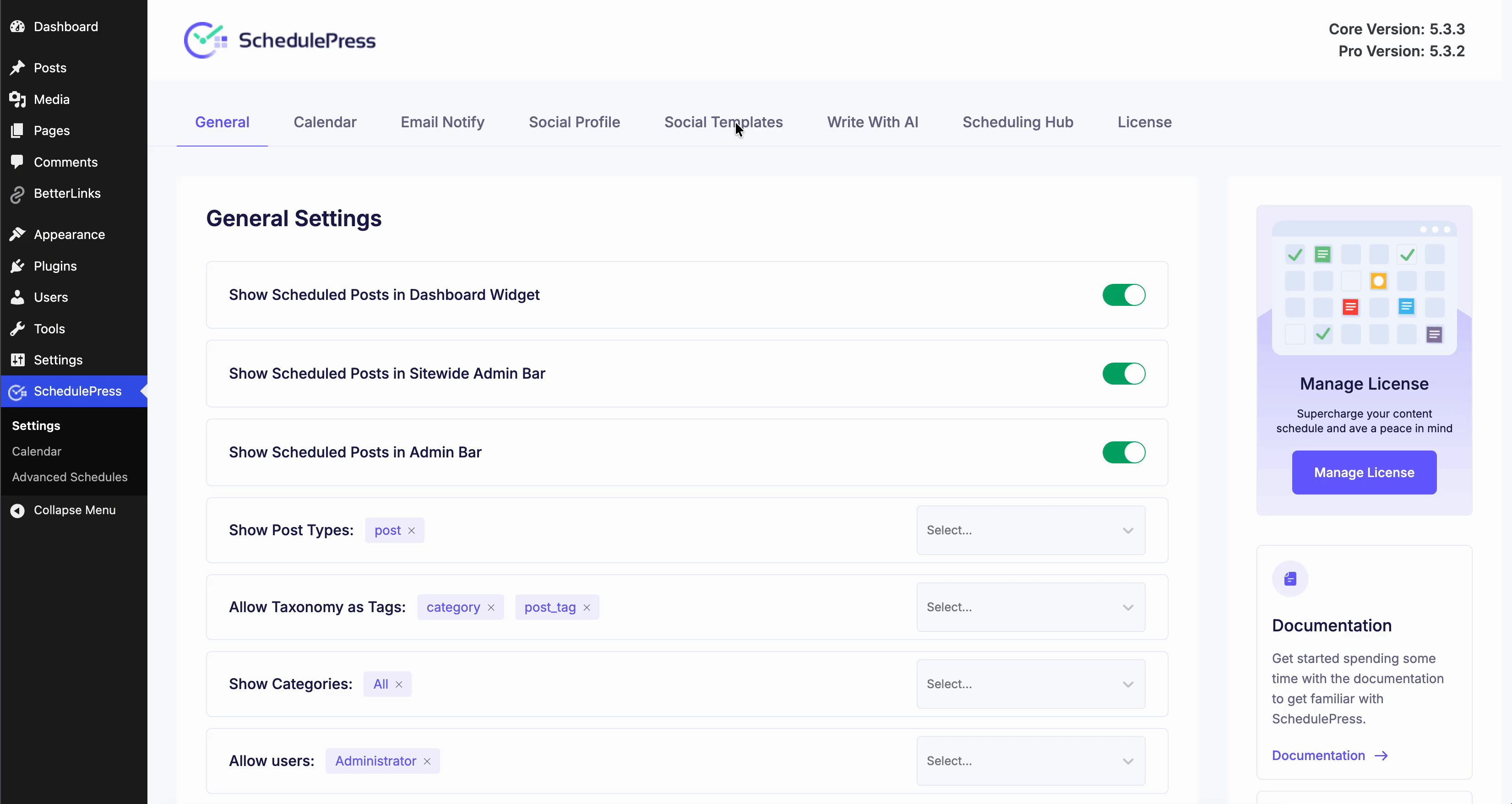 Connect Social Profiles to SchedulePress