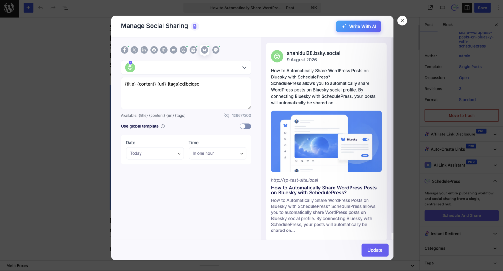 Connect Social Profiles to SchedulePress