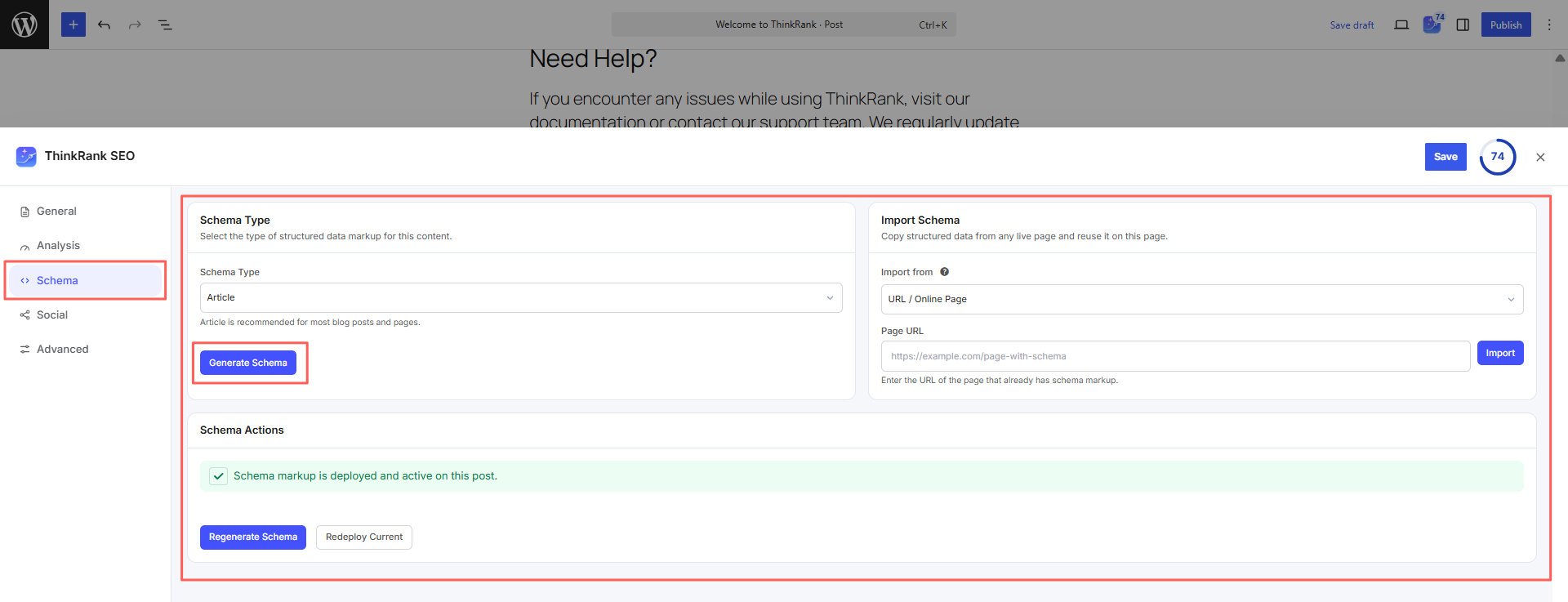Introducing ThinkRank: The AI SEO Plugin for WordPress by WPDeveloper - WPDeveloper Pick a schema type and generate it, or import structured data from any live URL on the right.