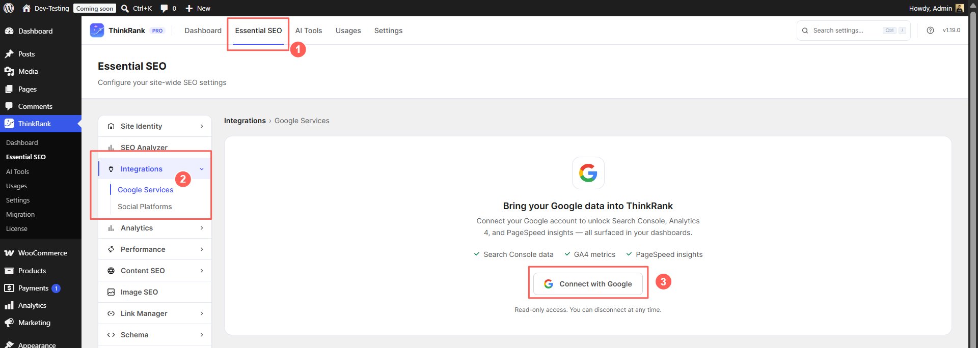 Introducing ThinkRank: The AI SEO Plugin for WordPress by WPDeveloper - WPDeveloper One connection brings Search Console, GA4 and PageSpeed data into ThinkRank. Access is read-only.
