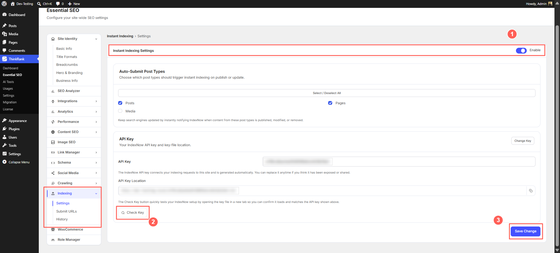 Introducing ThinkRank: The AI SEO Plugin for WordPress by WPDeveloper - WPDeveloper Choose which post types auto-submit to IndexNow on publish or update.
