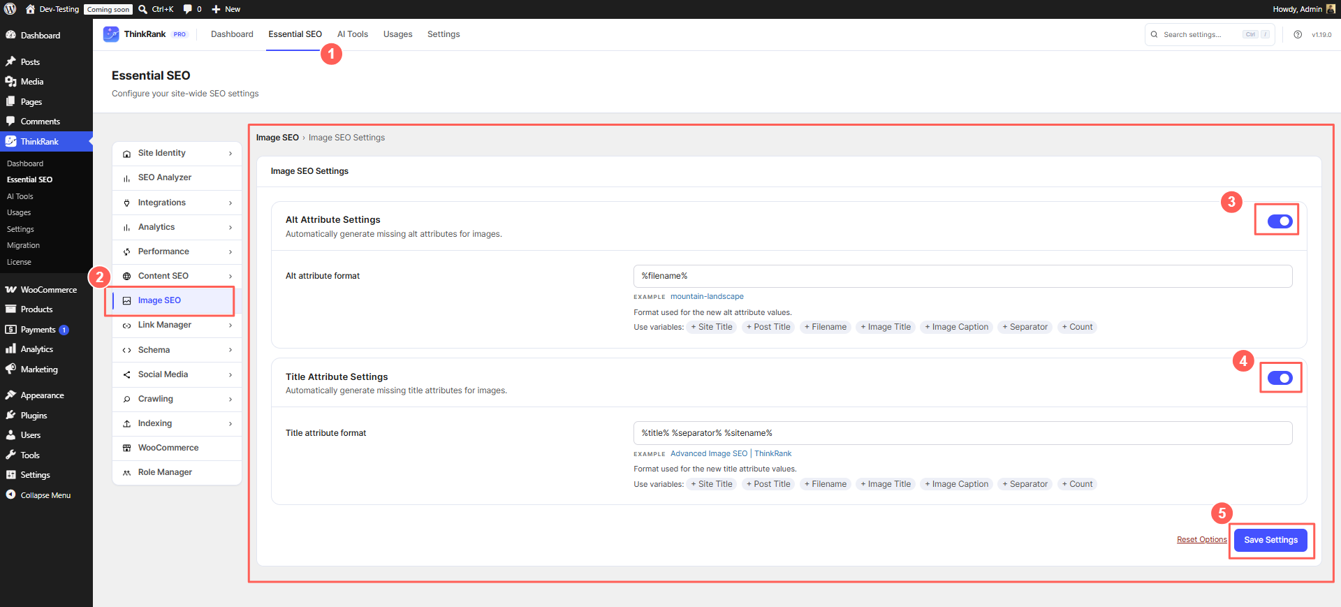 Introducing ThinkRank: The AI SEO Plugin for WordPress by WPDeveloper - WPDeveloper Auto-generate missing alt and title attributes using a format built from site and post variables.