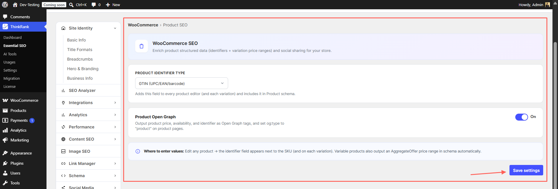 Introducing ThinkRank: The AI SEO Plugin for WordPress by WPDeveloper - WPDeveloper WooCommerce product identifiers and Product Open Graph, applied across products and variations.